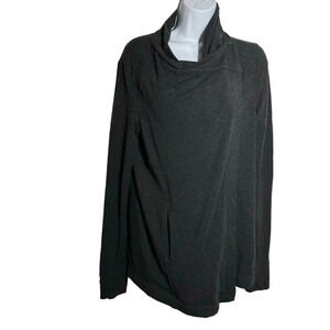 Lululemon Women's Coast Wrap jacket size 8 heathered Dark gray cardigan buttons